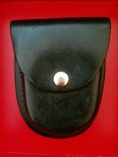 LawPro Universal Black Leather Handcuff Case Button Snap Duty Case