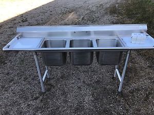 Commercial triple stainless steel sink tabco k7-cs-29 new for sale