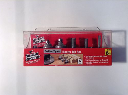 Vermont american 23000 carbide tipped router bit set 6 pieces 1/4&#034; shanks for sale