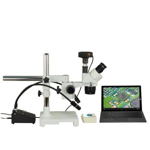 Trinocular 10x-20x-40x-80x 720p wifi boom stereo microscope+6w gooseneck light for sale