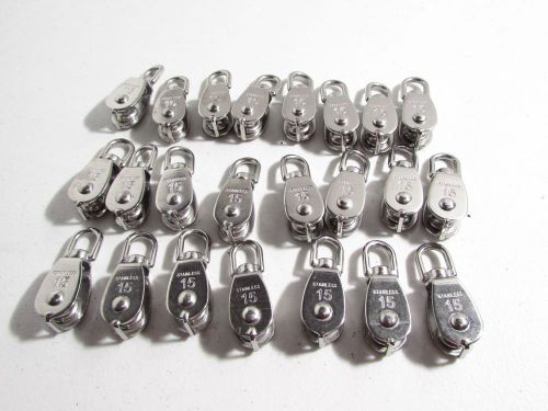 Lot of 23 stainless steel  wheel swivel pulley block 15 for sale