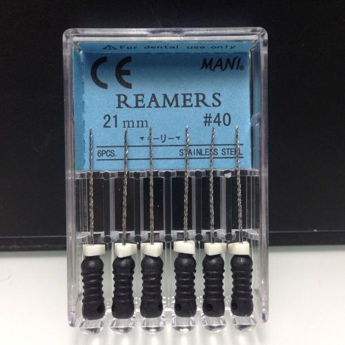 5 dental mani reamers stainless steel endo root canal hand file 21mm #40 qus for sale