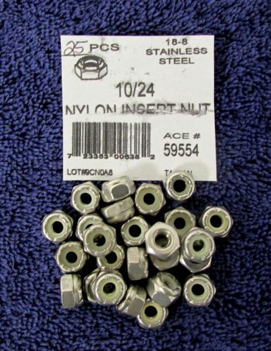 Nylon Insert Lock Nut 10-24 Stainless Steel Machine Screw Locknuts Qty 25 J52