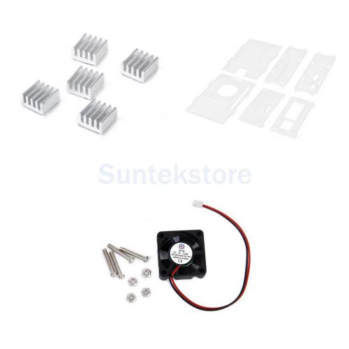 Cooling Fan + Shell Enclosure + 5 Heat Sink Sets for Raspberry Pi 2 Model B+