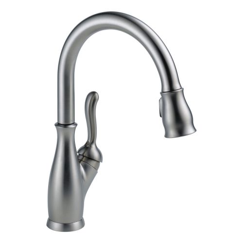 Delta Single Handle Pulldown Kitchen Sink Faucet, Arctic Stainless | 9178-AR-DST