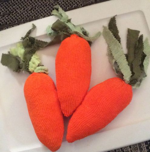 3 pc pc  Chenille Carrots  pillow type for home or store display.  orig  3/48.00