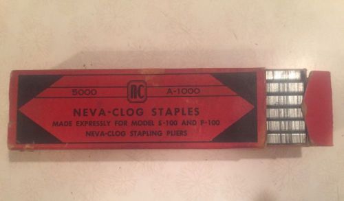 VIntage Neva-Clog A-1000 Staples for Model S-100 Stapling Pliers, Full Box 5000
