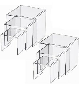 Clear Acrylic Risers 3,4,5&#034; Set Jewelry Showcase Display (2 sets) 6 pieces total