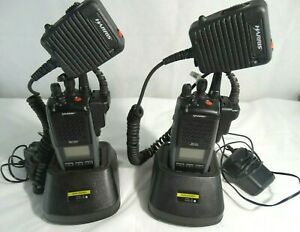 Harris XG-75Pe Two Way Radios w/ Mics, Batteries and Chargers, Lot of (2)