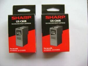 2 GENUINE SHARP UX-C80B BLACK FAX MACHINE INKJET CARTRIDGE NEW SEALED OLD STOCK