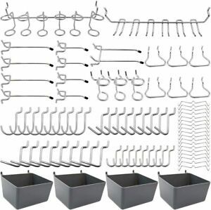 80 pcs Pegboard Hooks Assortment with Pegboard Bins