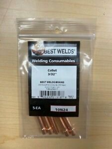 5-pk 10N24 3/32&#034; Tungsten Collet for TIG Welding Lincoln Miller weld Torch