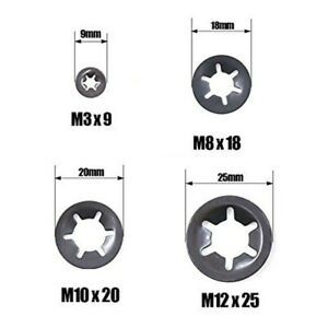 50 * Push On Locking Washers Starlock Clips Fastener Retainer For Metric Shaft