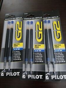 Pilot G2 Gel Ink Refills Blue Extra Fine 0.5mm. Lot of 3