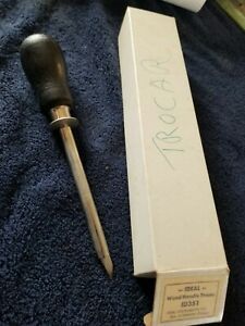 Vintage Ideal ID351 Wood Handle Trocar, Farm Animal Surgical Tool