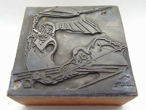Printing Letterpress Printers Block Men Shooting Pool