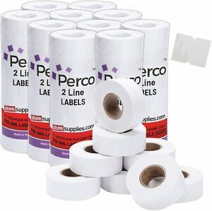 Perco 2 Line White Labels - 10 Sleeve, 2 Labels, - 10 Sleeve