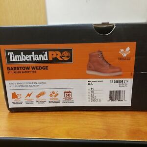 Timberland Pro Barstow Wedge 6&#034; Alloy Safety Brown Steel Toe Boots Size 11