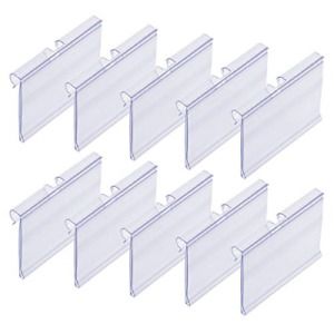 Meetory 50 PCS Clear Plastic Label Holders for Wire Shelf Retail Price Label, On