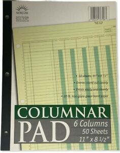 Norcom Columnar Pad, 6 Columns, 11 x 8.5 Inches, 50 Sheets Item#76706