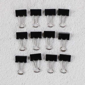 12Pcs Black Metal Binder Clips File Paper Photo Stationary Office Supplie CW