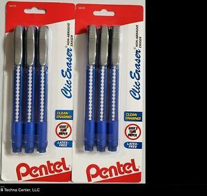 Pentel Clic Eraser Retractable Pen-Shaped Eraser, 3/Pack, 2 Packs