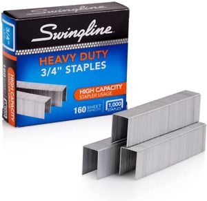 Staples, Heavy Duty, 3/4&#034; Length, 160 Sheet Capacity, 100/Strip, 1000/Box