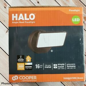 Halo 3000 Lumen LED Floodlight Single Head Selectable LU 70K hrs life Bronze