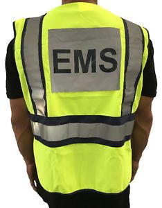 EMS Safety Vest - High visibility ANSI Polyester Fabric Public Vests - Yellow