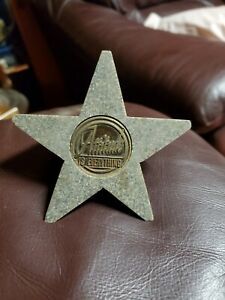 Business Card Holder Star shaped &#034; Attitude is everything &#034; stone  VGC
