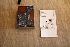 1960s Printing Letterpress Printer Block Decorative Print Cut COUCH POTATO #126