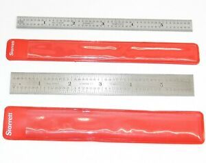 vtg Lot 2 Nice Starrett Machinist Rulers Rule Scale No. C303R &amp; 604R &amp; Sleeves