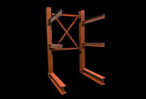 Used CANTILEVER 10&#039; x 96&#034; TALL LUMBER/PIPE RACK STEEL RACK TREE RACK