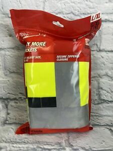 Milwaukee High Visibility Yellow Safety Vest L/Xl Class 2 10 Pockets 2 Pack New