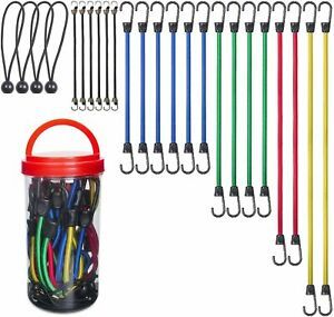 Bungee Cords Straps Rope With Hooks Ties Mini Tie Down Cargo Canopy Set Kit 24Pc