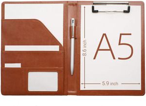 Junior Padfolio Clipboard Small for 7&#034;x 9&#034; Writing Pad Refillable, Brown