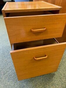 Real Wood Teak 2-Drawer File Cabinet