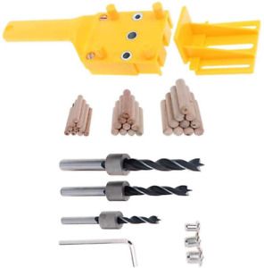 37Pcs Handheld Woodworking Dowel Jig Kit fits 6mm 5/16&#034; 3/8&#034; Drill Guide Metal S