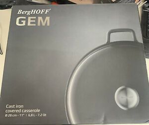 BergHOFF GEM 11&#034; Cast Iron Covered Casserole 7.2 Qt NEW