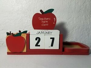 Teacher Month Day Date Calendar Decor Red Apple Decoration Accessories