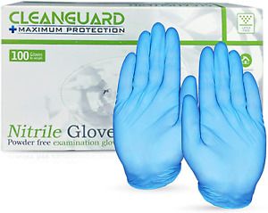 Disposable Nitrile Examination Gloves - Powder Free &amp; Latex Free - 1 Box of 100