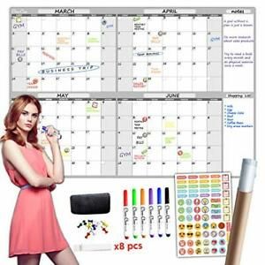 Large Dry Erase Wall Calendar - 36&#034; x 52&#034; Undated 4-Month Planner for Home