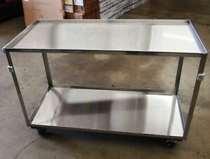 Utility Cart, Stainless Steel, 48&#034; X 22&#034; X 34&#034; High, with 4&#034; Casters
