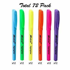Highlighters Chisel Tip Assorted Colors Bulk Pack 72Count Smear-proof Water-base