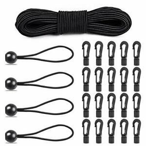 1/4&#034; x 52 ft Bungee Shock Cord, 52ft Elastic Cord&amp;20 Hooks&amp;4 Bungee Balls