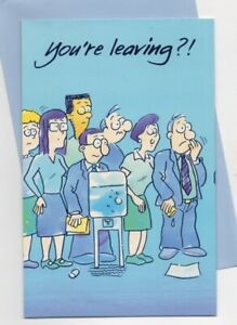 YOU&#039;RE LEAVING ?  Office farewell greeting card ~ LARGE  tri-fold by Carlton