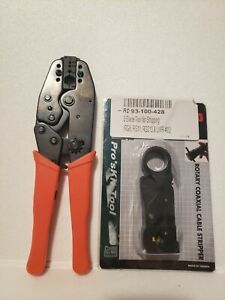 LMR 400 RG8 213 214 3-BLADE Rotary Coaxial Cable STRIPPER + Ratchet CRIMP TOOL