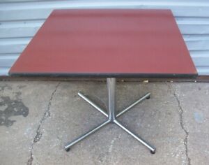 Restaurant Equipment 35&#034; SQUARE TABLE TOP WITH CHROME BASE Sienna Brown Top
