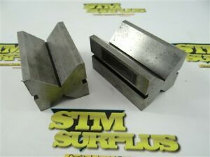 PAIR OF V-BLOCKS 7/8&#034; &amp; 1-3/8&#034; V WIDTHS 45MM X 40MM X 70MM BLOCKS