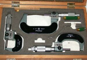 Mitutoyo 193-923 Digit Outside Micrometer Set, 0-3&#034; Range, 0.0001&#034; Graduation